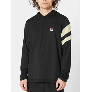 Fila Men's Black Fall Tie Breaker Long Sleeve Pullover Hoodie Size L